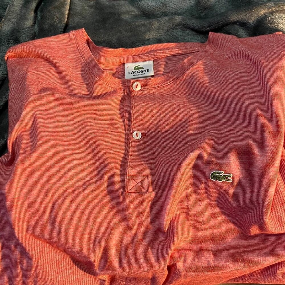 Mens Salmon Lacoste Short Sleeve Shirt Size L
